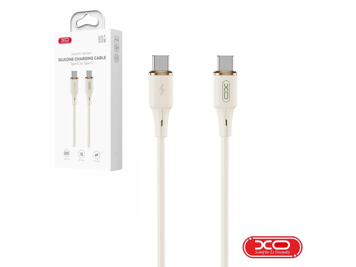 Cable USB C macho a USB C macho PD de 60 W y 1 m, color beige