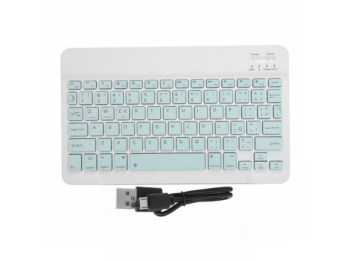 Teclado Sem Fio Bluetooth Portátil 10 Polegadas Teclas Silenciosas Antiderrapante Para Dispositivos Universais Verde Claro