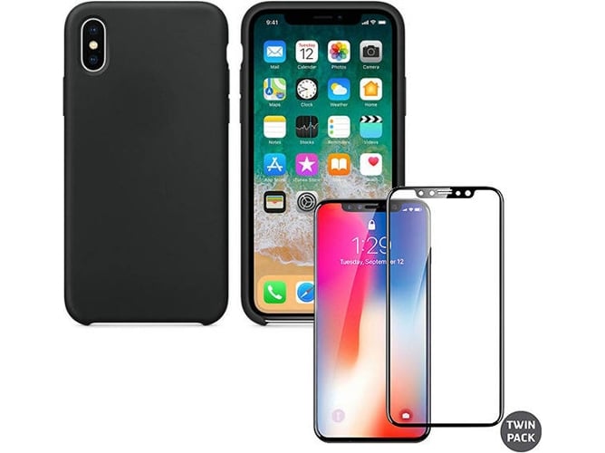 Kit Funda y Protector Cristal 5D iPhone X, XS SlimShield Negro