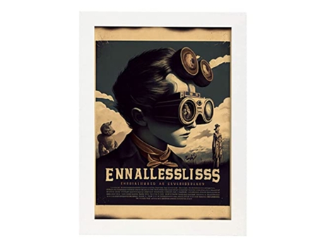 NACNIC Poster Distante En Estilo Surrealismo Cinematográfico Ilustraciones Y Grabados De Historieta Abstracta Y Artística A4 Marcos Blancos