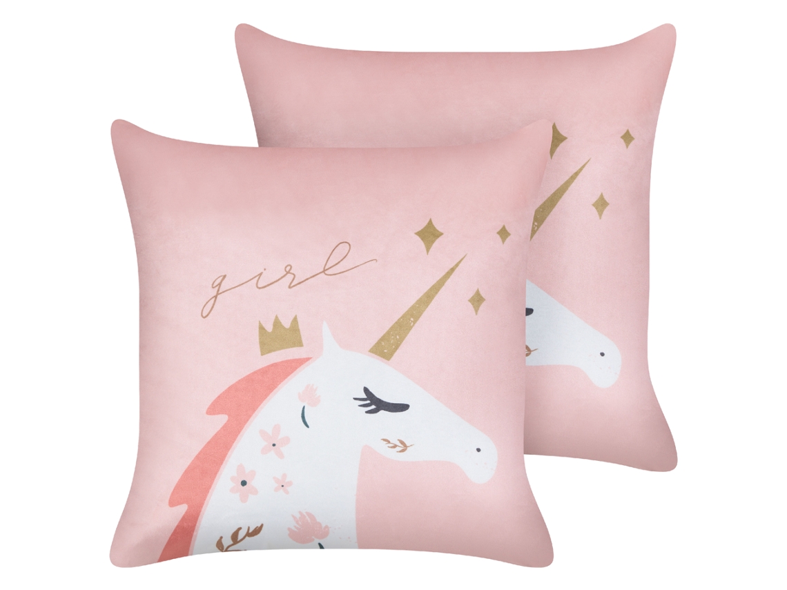 Cojines infantiles con estampado BELIANI Uniola de Terciopelo Rosa 45x45x14