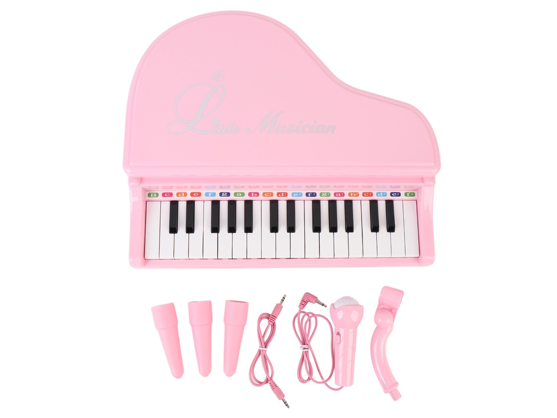 Jinwei-juguete Piano Musical 31 Teclas Con Control De Volumen Y Micrófono Para Principiantes Color Rosa