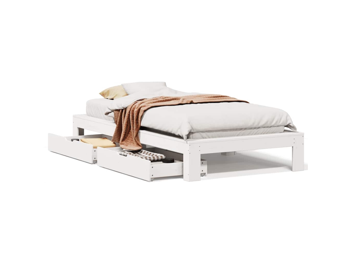 Maison Exclusive - Estructura De Cama Sin Colchón Madera Maciza Blanca 90x190 Cm