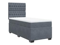 Maison Exclusive - Cama Box Spring Con Colchón Terciopelo Gris Oscuro 80x200 Cm