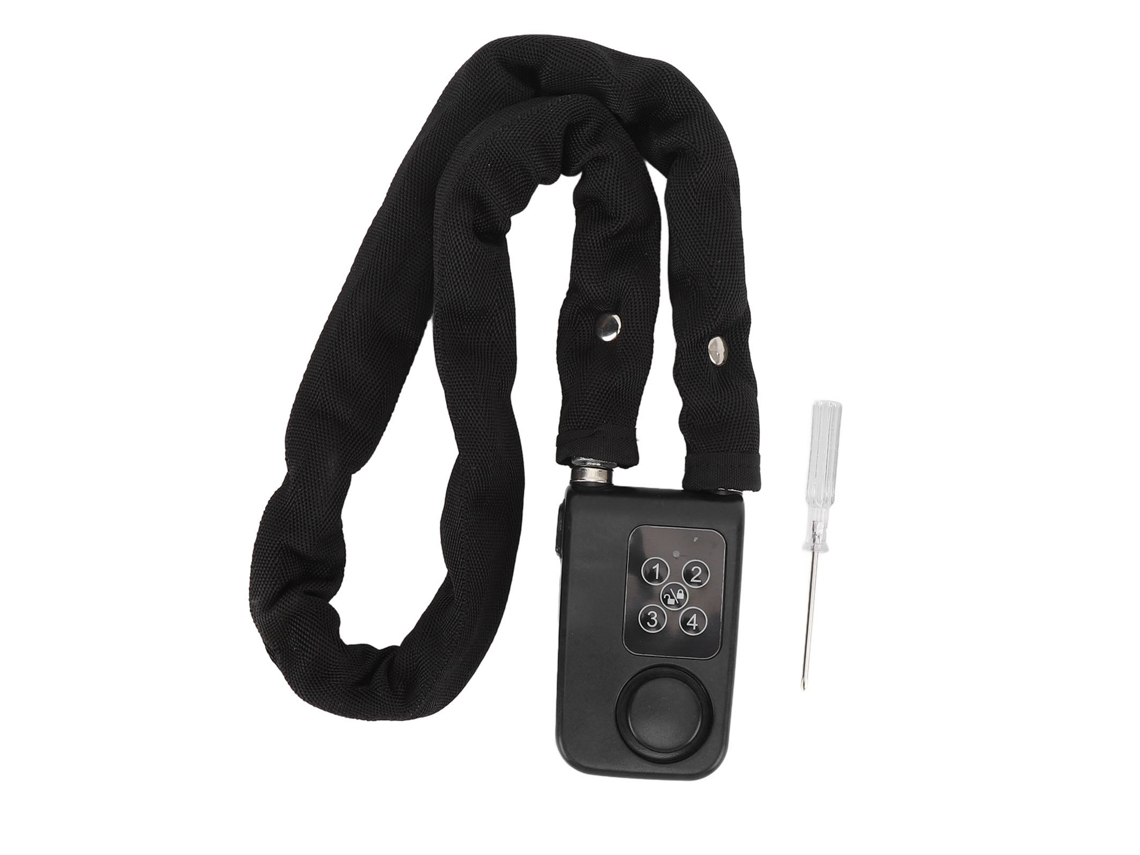 Candado De Cadena Antirrobo Con Alarma 110db Vibración Sin Llave Resistente Moto Código Digital Negro