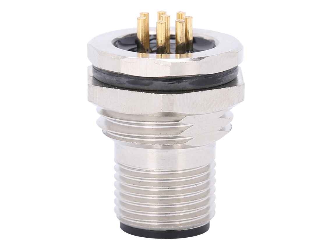 Yncm2026-conector Eléctrico Industrial Impermeable M12 8 Pines Panel Mount Socket Hilo M12-f1-p8