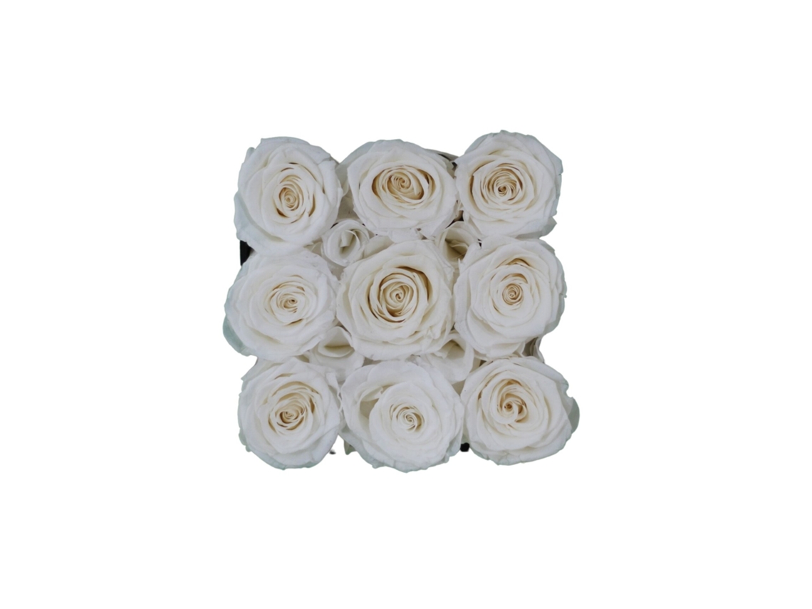 Bouquet de 9 Rosas Blancas Naturales Preservadas LOVE FLOWERS-MOMENTOS FELIZES