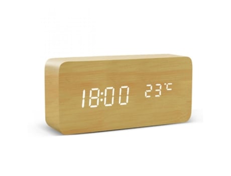 LED despertador reloj de madera Mesa de madera Control de voz Digital Wood Despertador USB / AAA Powered Electronic Desktop relojs (madera de bambú)