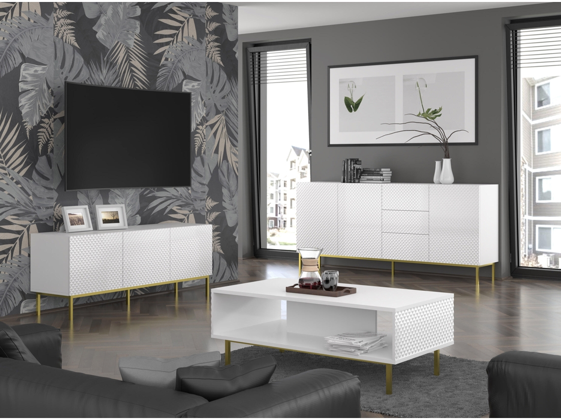 Muebles Tv FURNLUX Classic Ravenna C (Blanco, Madera Contrachapada - 150X42X56 Cm)