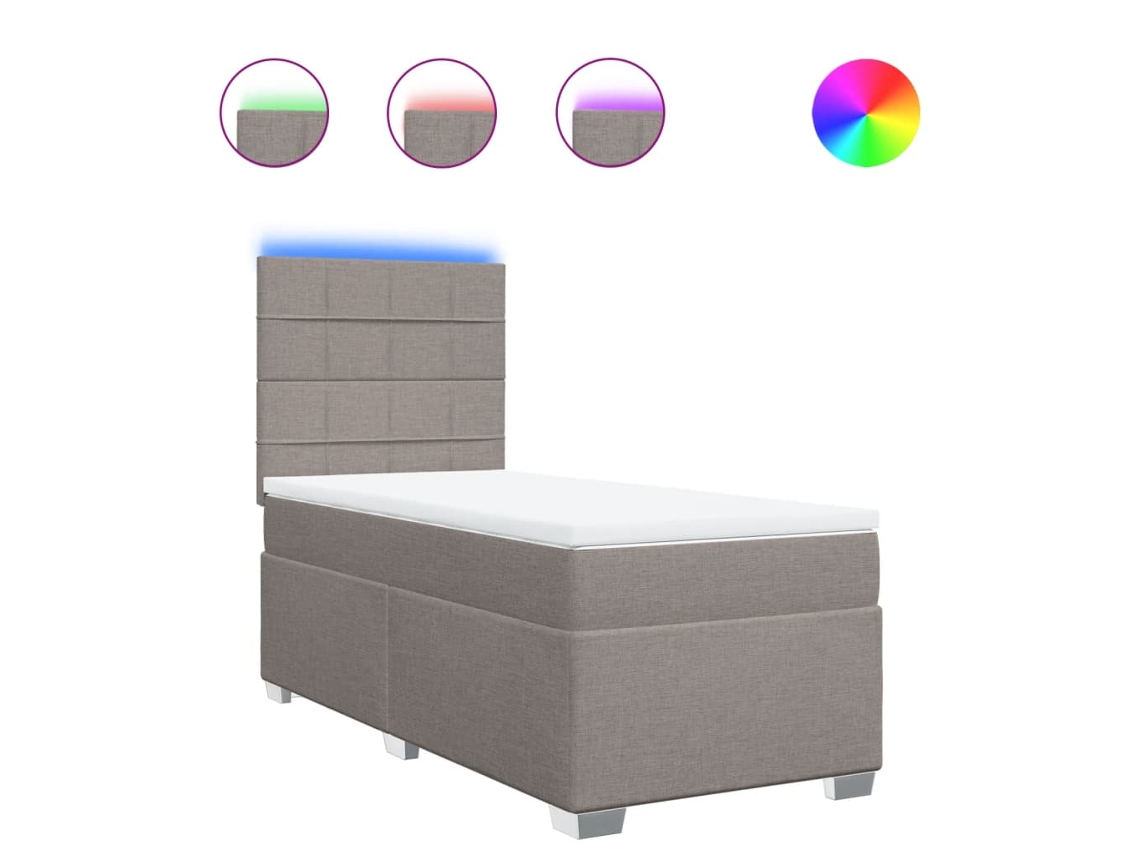 Maison Exclusive - Cama Box Spring Con Colchón Tela Gris Taupe 100x200 Cm