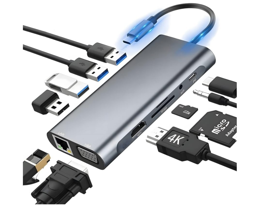 Estación De Acoplamiento Usb-c 11 En 1 Para Portátiles, Notebooks Y Trabajo Remoto.