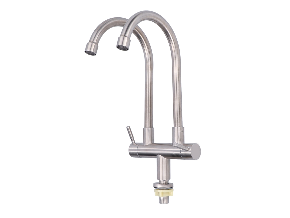 Grifo De Acero Inoxidable 304 G1/2 Con Dos Caños Giratorios De 360° Para Fregadero De Cocina/baño.