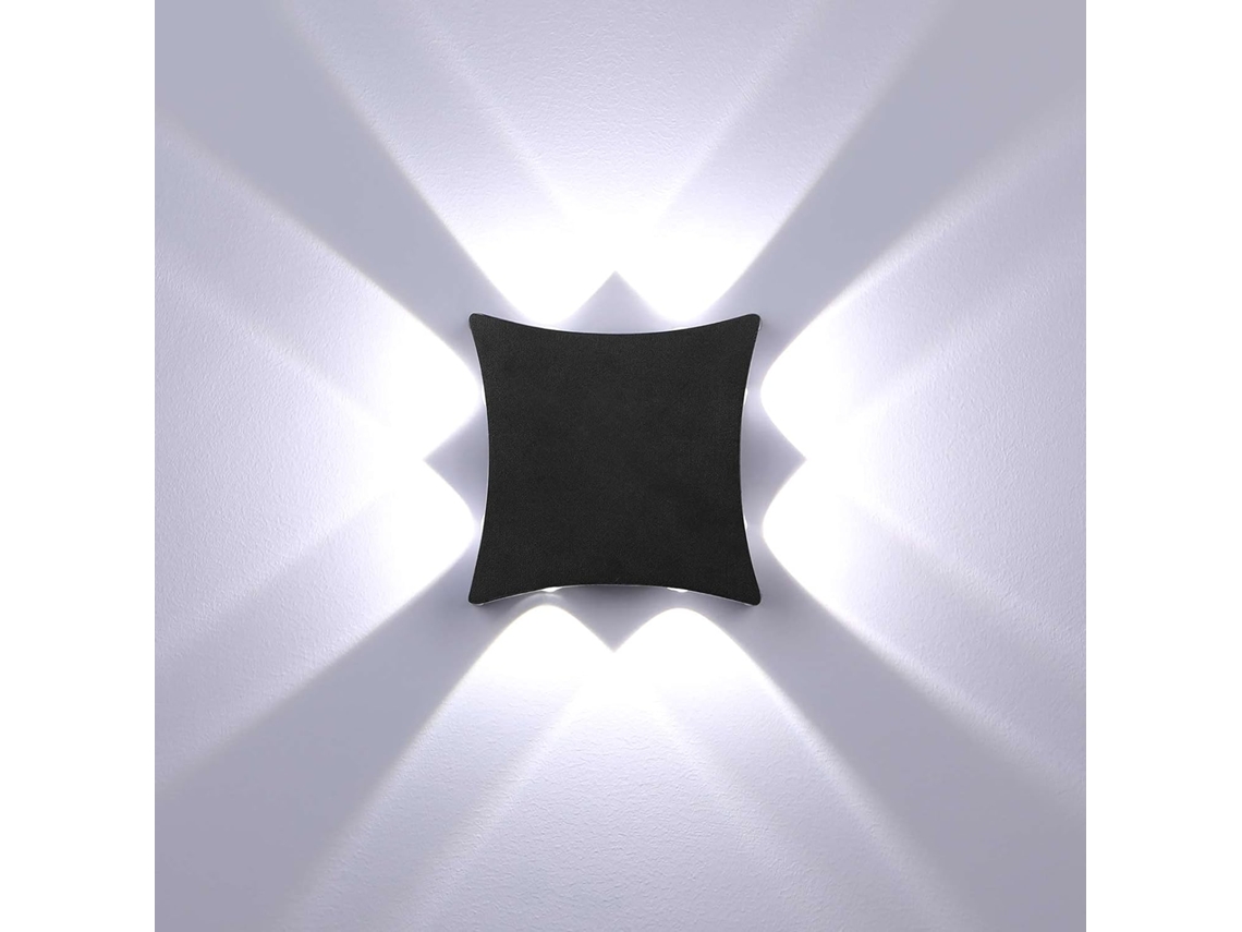Aplique De Pared Led (interior/exterior) – 8w, Resistente Al Agua Ip65 – Negro – Blanco Frío