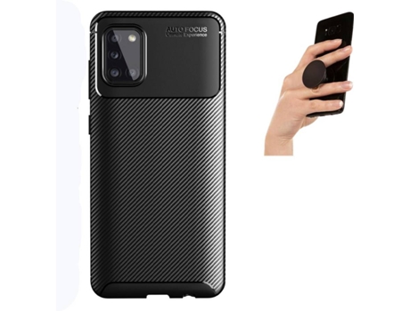 Carcasa y Popsocket Samsung A31 Rugged Carbon Negro