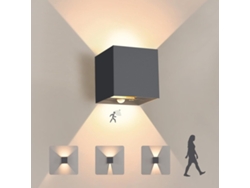 Lámpara Exterior Led Sensor Movimiento Ip65, Pared, 3000k
