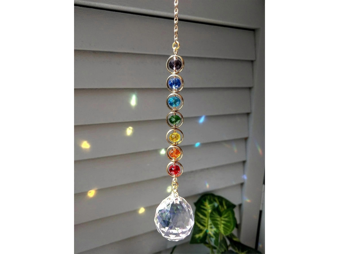 Atrapasol de cristal móvil de 1 pieza para meditación, decoración del hogar, creador de arcoíris, prisma atrapasol (arcoíris y fantasía)