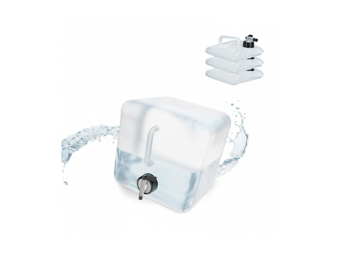 Relaxdays Pack 4 Bidones Plegables, Garrafas Agua Cuadradas, Grifo Y Asa, Volumen 5 L, Sin Bpa, Transparente Y Negro