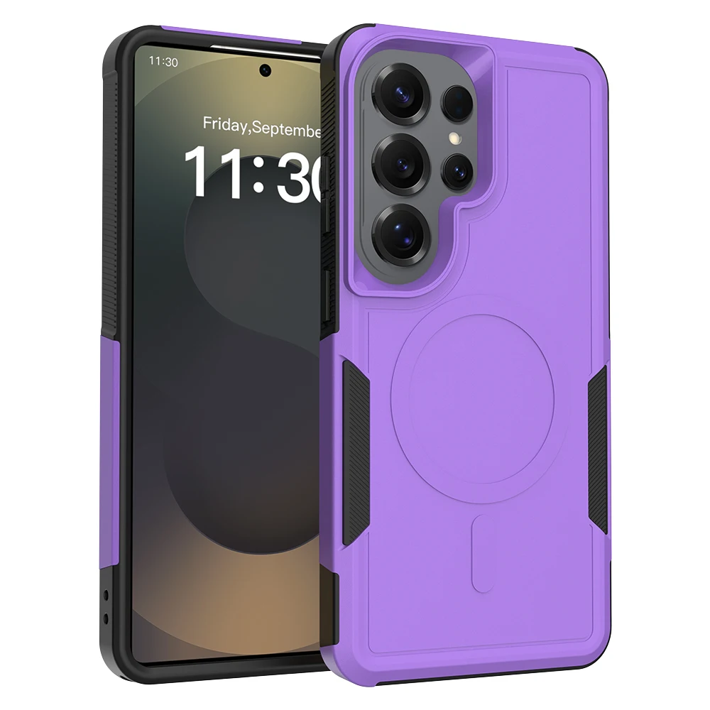 (morado, Galaxy S25) Funda Protectora Magsafe Magnética, Resistente A Los Golpes Y A Prueba De Golpes Para Samsung.