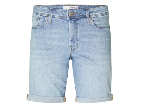 Pantalones Cortos Ultrafina de Hombre SELECTED Alex Katoenelastaan Azul (2XL)