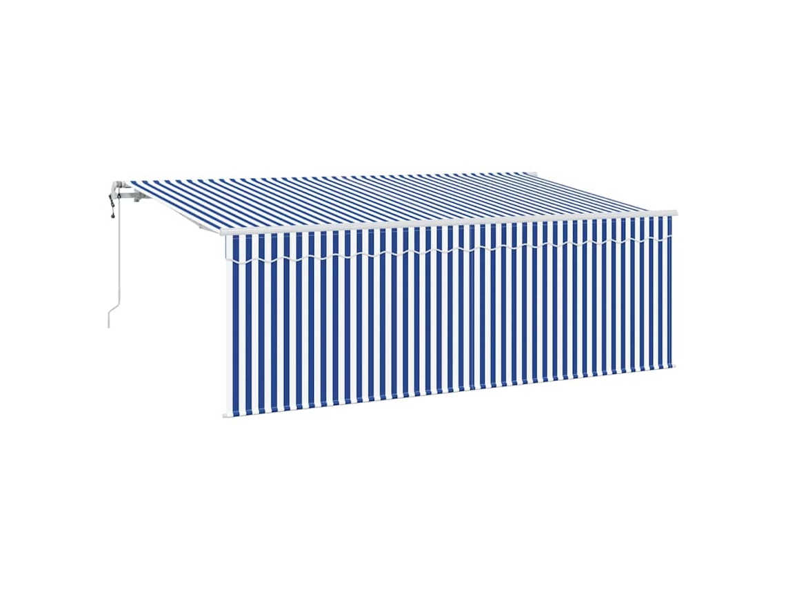 Maison Exclusive - Toldo Retráctil Rayado Azul 350 X 200 Cm Tela