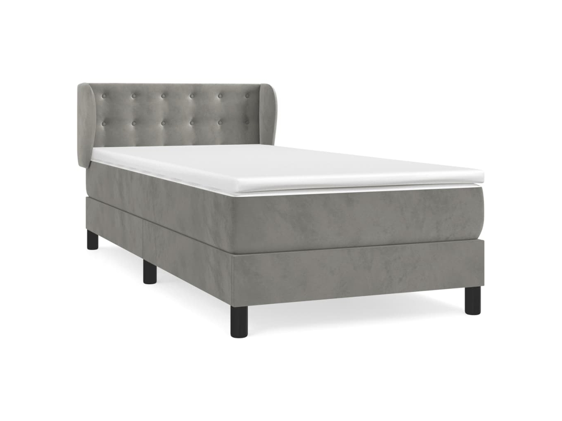 Maison Exclusive - Cama Box Spring Con Colchón Terciopelo Gris Claro 80x200 Cm