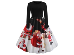 2026-vestido Midi Retro De Navidad Para Mujer Con Estampado De Santa Claus Manga Larga Vintage Rockabilly Elegante Para Fiestas Y Eventos