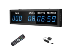 Reloj Led De 9 Dígitos Con Cuenta Regresiva/progresiva De 1,8" Con Control Remoto.