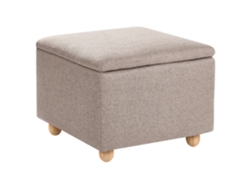 Pufe Com Arrumação Beliani Ferndale De Tecido Creme 60x60x46