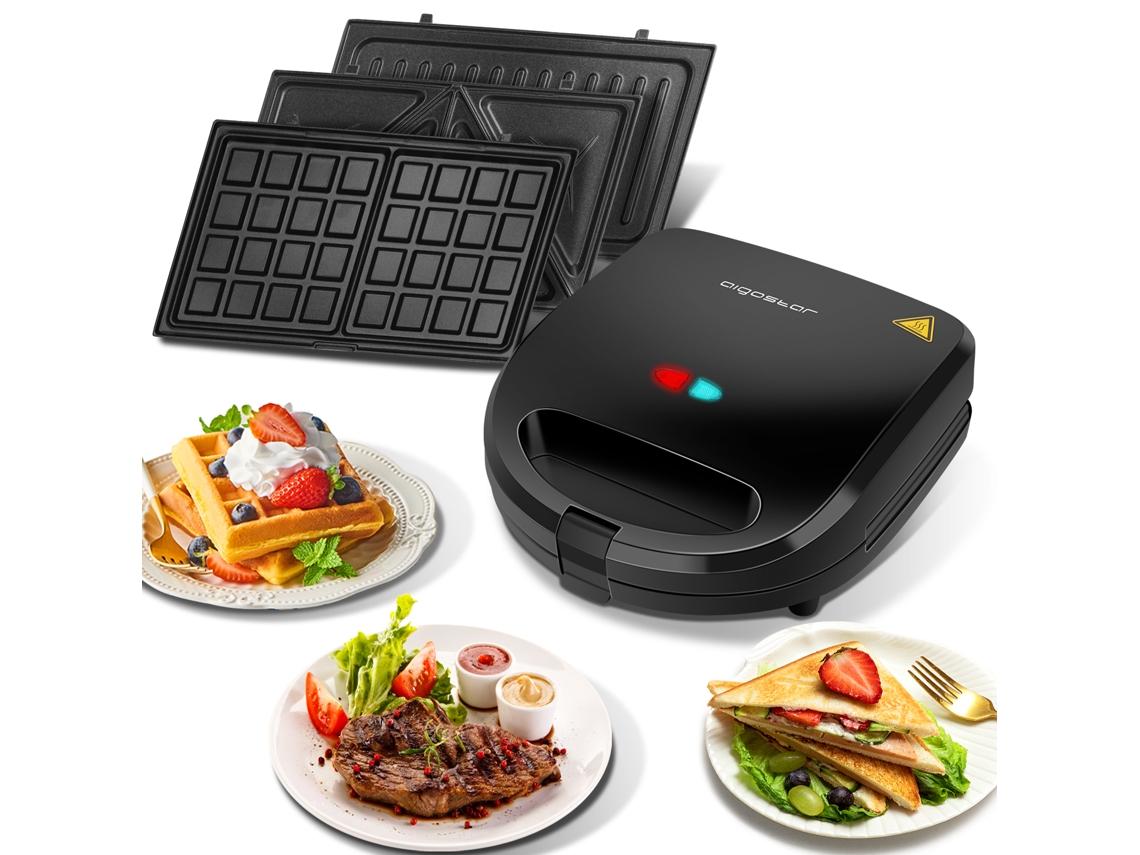 Sandwichera/Wafflera 3 en 1 Aigostar Rubik de 750 W con placas intercambiables