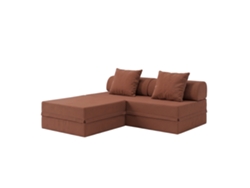 Sofá Modular 3 Lugares + Puff Convertible Liso Terracota
