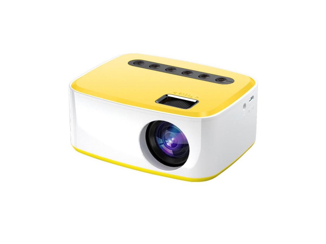 Proyector Mini Inalámbrico 1080p Para Móvil, Pared Y Dormitorio, Home Cinema (t20 Amarillo/blanco) Ue.