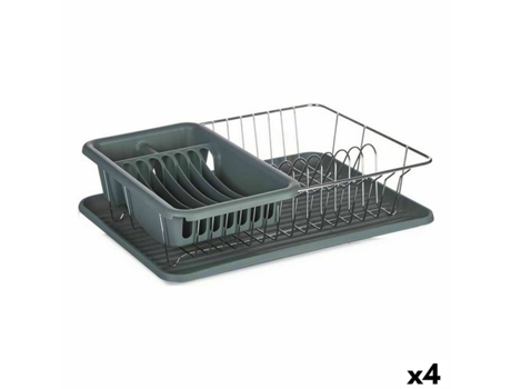 Escurridor para Fregadero Gris Metal Plástico 43,5x11x33,5 cm (4 Unidades)