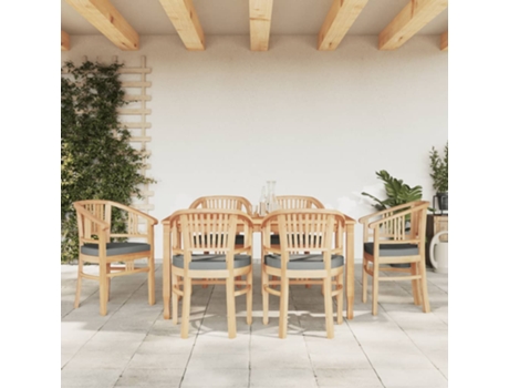 Conjunto 7 Juego De Comedor De Jardín VIDAXL Marrón Madera