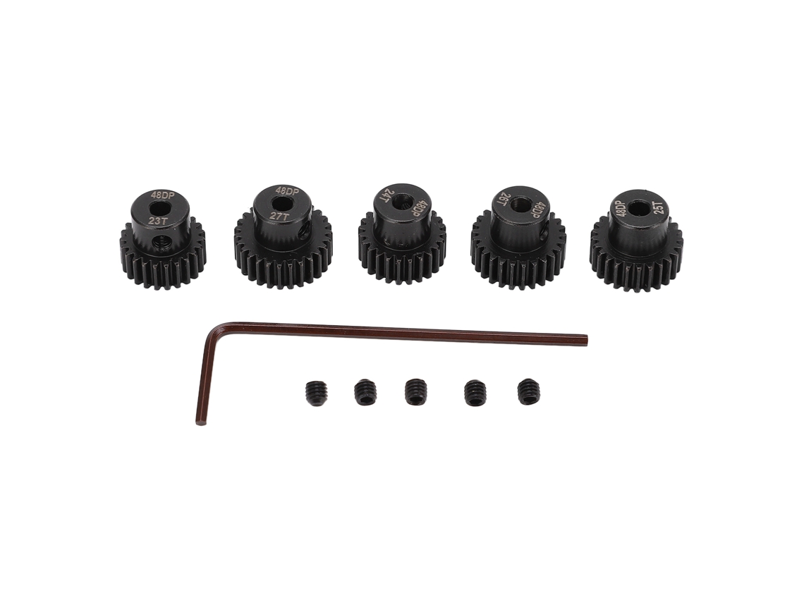Juego De Piñones Rc De 5 Piezas, 48dp, 0,53 M, 3,175 Mm, 23-27 Dientes, De Acero Aleado De Cromo-molibdeno Para Coches De Control Remoto A Escala 1/10.
