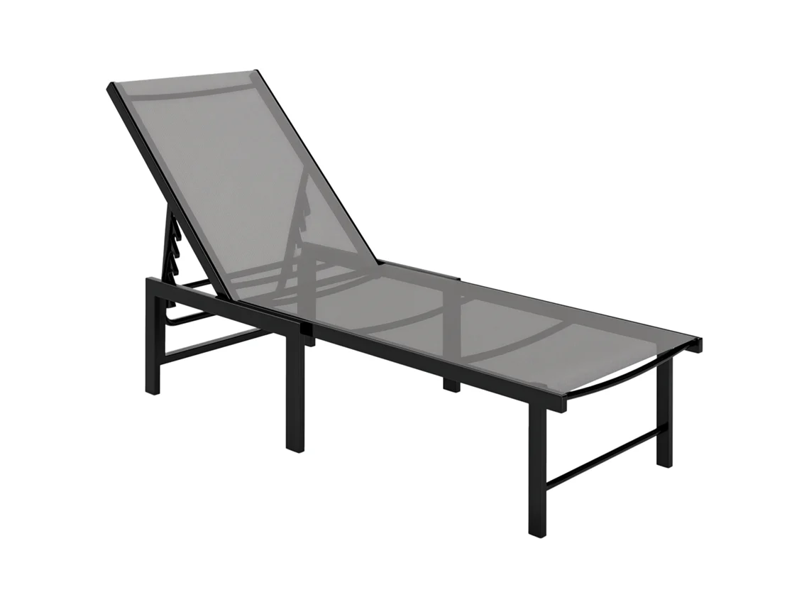 Mesa de jardín exterior, estilo Express, con 5 posiciones, en Textilene, 166x60x84cm, Zinc. PENGJIANG SHOP