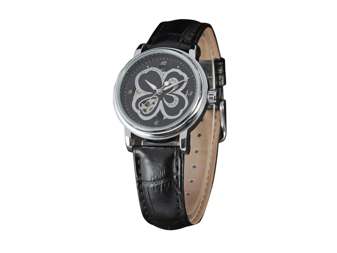 Reloj De Pulsera Mecánico Winner Para Mujer Con Correa De Pu Negra