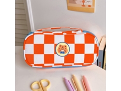 Estuche De Lápices Cute De Gran Capacidad Con Apertura Grande Y Almacenamiento Clasificado Naranja Blanco Grid Tiger