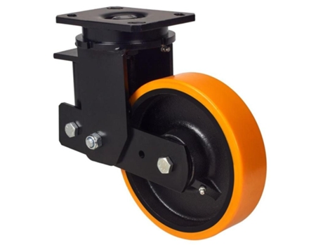 Rueda giratora placa 10hlsb200-hub suspension hierro-poliur.naranja eje bolas ALEX
