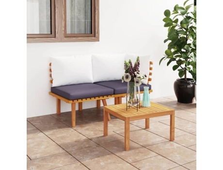 Conjunto 2 muebles de jardín VIDAXL con cojines madera maciza acacia