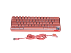 Teclado Mecânico Gamer 61 Teclas Pudding Keycap Bateria Longa Modo Dual Switch Rosa Azul Bt 5.0