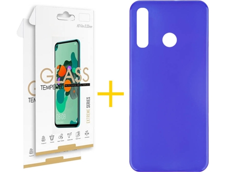 Kit Funda + 2 Protectores de Pantalla Huawei P Smart 2019 Plus SKYHE Liso 8 Azul