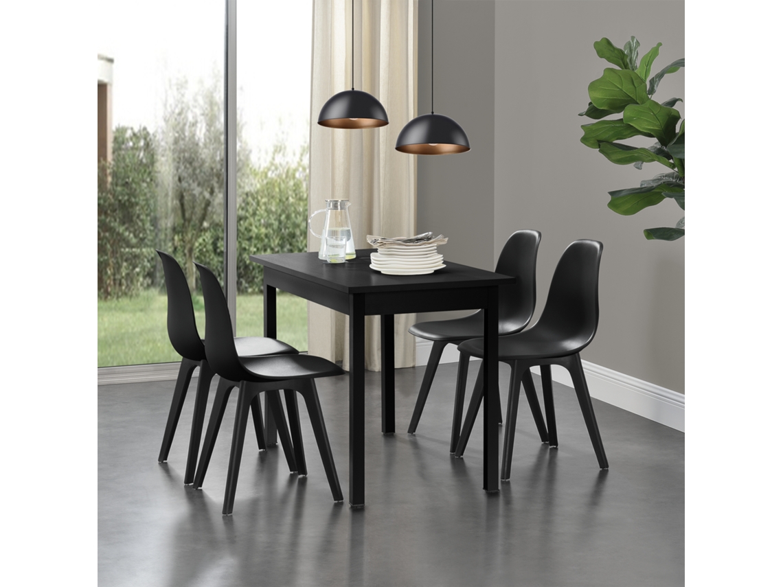 Juego de Sillas de Comedor [EN.CASA] Lendava Negro (Plástico - 83 x 54 x 48 cm)