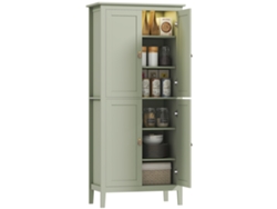 Aparador De Cocina, Mueble Alto De Almacenamiento Con Iluminación Led Regulable Y Detector De Movimiento, 80 X 40 X 176,5 Cm, Verde.