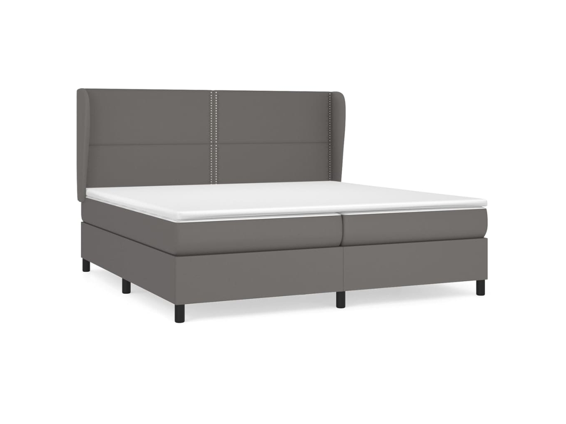 Maison Exclusive - Cama Box Spring Con Colchón Cuero Sintético Gris 200x200 Cm