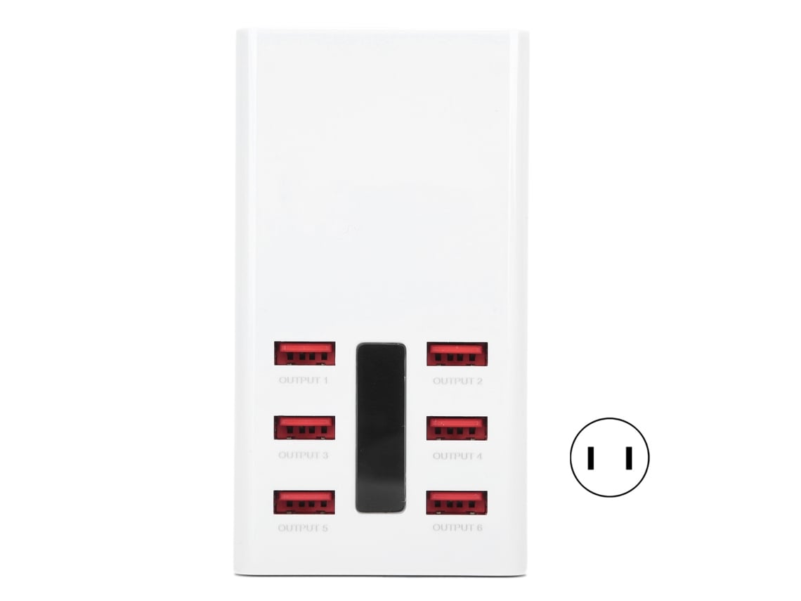 Cargador Usb Múltiple De 6 Puertos, Estación De Carga Rápida De 30 W Para Teléfonos Móviles, Enchufe Estadounidense De 100-240 V.