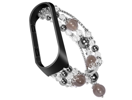 Correa metal + ágata colgante de ágata de cristal para Xiaomi Mi Band 5/Mi Band 6 - canoso