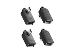 Adaptador Mini Usb Ángulo Recto Macho A Usb-a Hembra 4 Unidades Con Llavero, Otg, Usb2.0 480mbps, Abs Negro