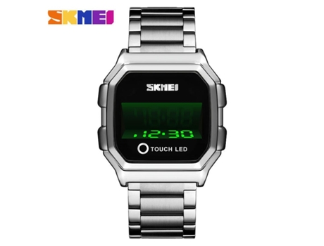 Relojes deportivos digitales con pantalla táctil y relojes de pulsera electrónicos para hombres con banda de acero plateada VEANXIN
