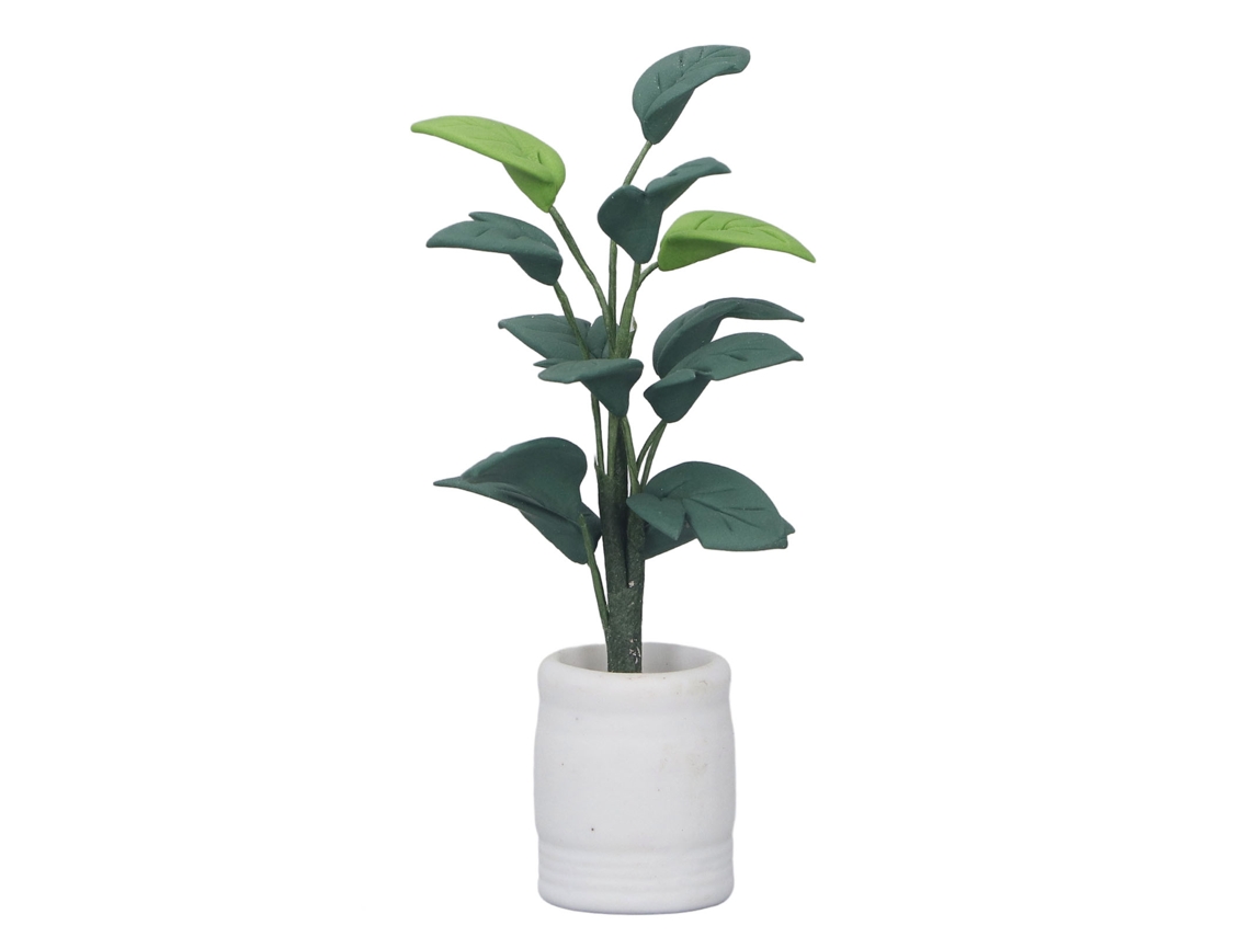 Miniatura De Planta En Maceta Con Hojas De Bonsái, Decoración Para Casa De Muñecas A Escala 1:12