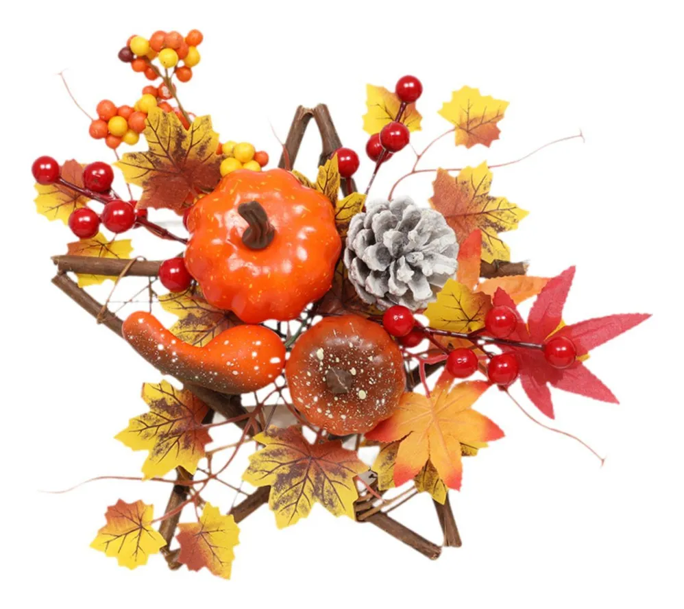 Nueva corona de calabaza otoñal de 20 cm estilo Evayotoy